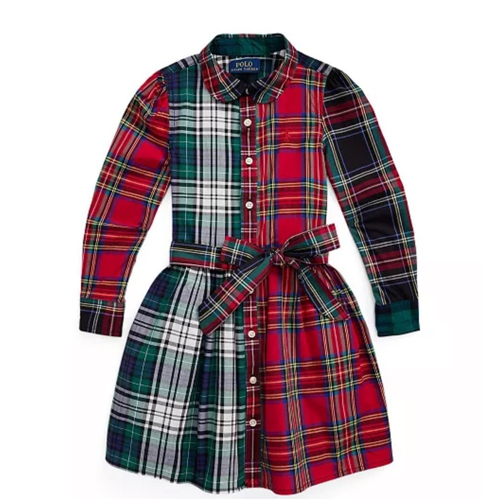 Polo by Ralph Lauren Plaid Kids Dress - Red, Green, Blue